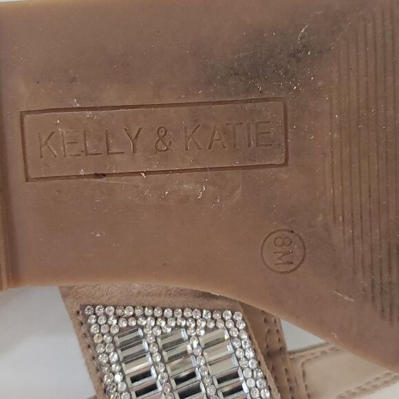 Kelly & Katie Silvya Metallic Crystal Thong Sandals Slingback Ankle Strap Size 8 - Picture 10 of 10